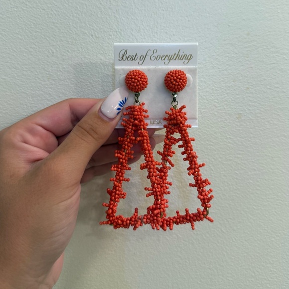 Orange Beaded Earrings - Picture 1 of 3
